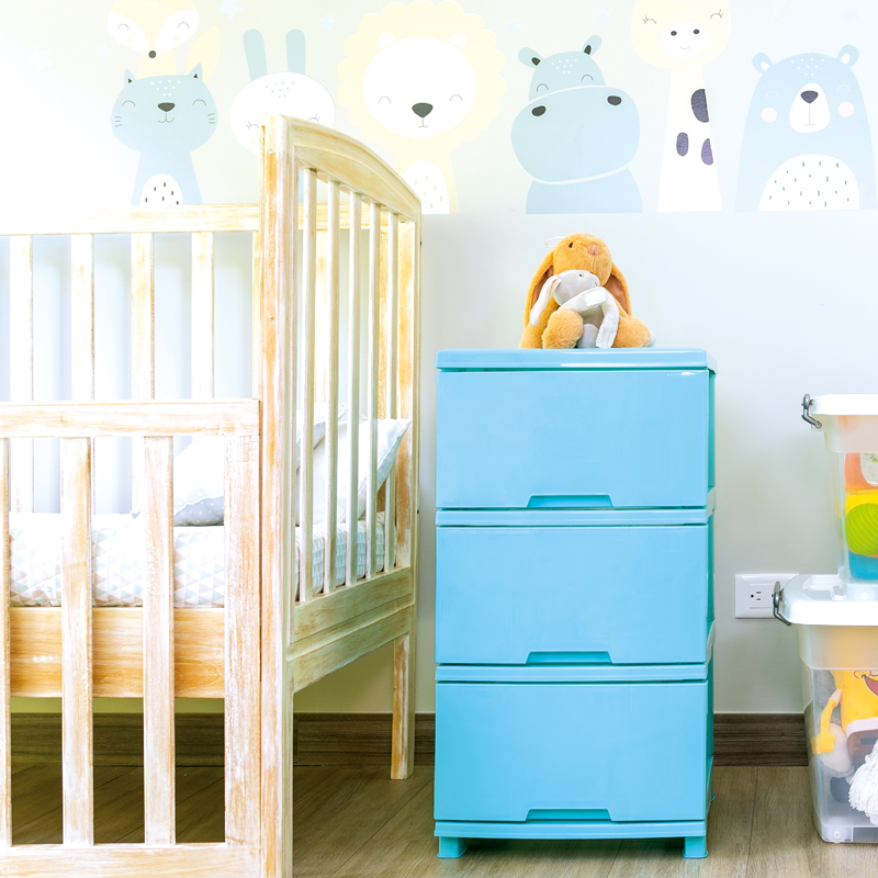 MUEBLE ORGANIZADOR LISO X3 AZUL X 2 UND AZUL PASTEL