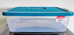 [01492/AZUL] CAJA ORGANIZADORA CON MANIJA 5 L X 18 UND TRANSPARENTE AZUL
