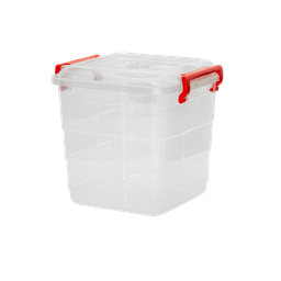 [06547/ROJO] ﻿CONTENEDOR FANTASIA 10 L X 12 UND TRANSPARENTE ROJO﻿