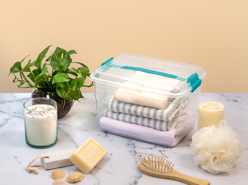 CAJA FANTASIA 14 L X 12 UND TRANSPARENTE AZUL