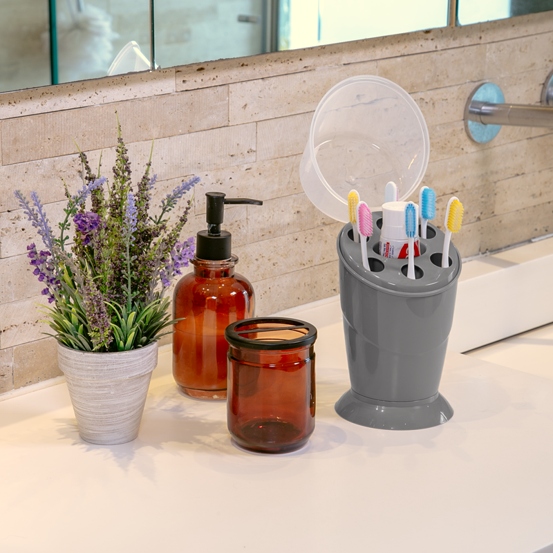 SOPORTE PARA CEPILLOS X 18 UND GRIS