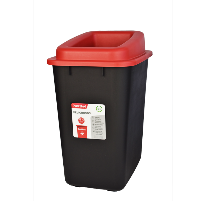 PAPELERA CONFORT INSTITUCIONAL 40 L X 12 UND ROJO