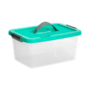 CAJA ORGANIZADORA CON MANIJA 10 L X 12 UND TRANSPARENTE AZUL