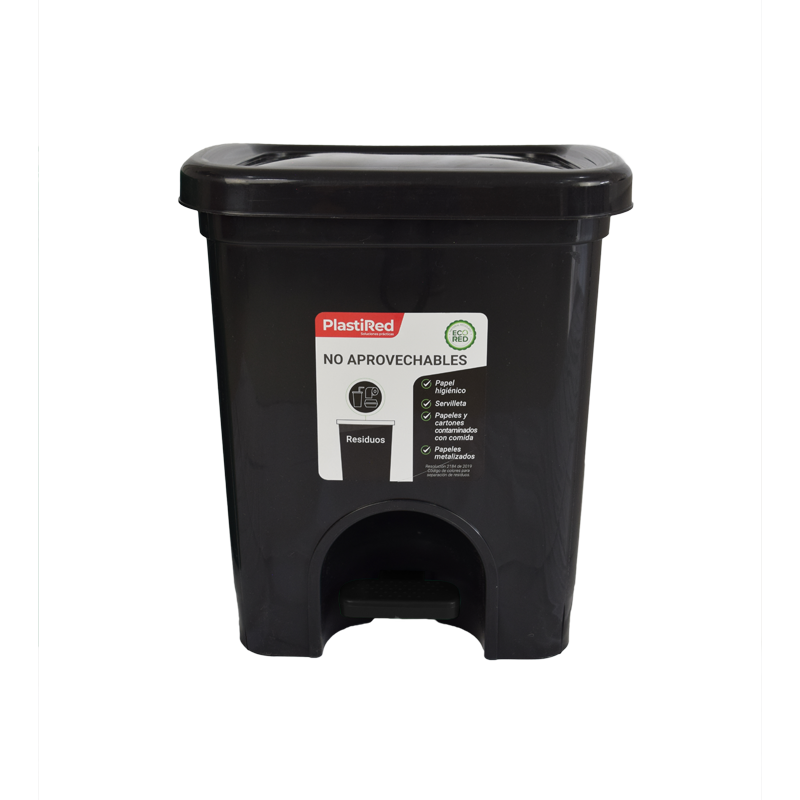 PAPELERA RECICLAJE ECORED 20 L X 12 UND NEGRO