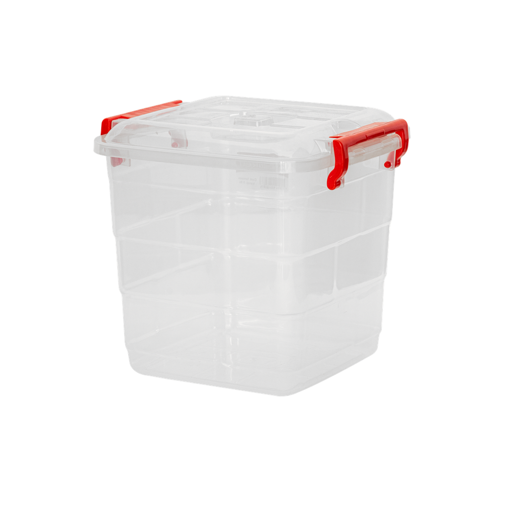 CONTENEDOR FANTASIA 15 L X 14 UND TRANSPARENTE ROJO﻿