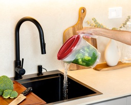 [03573/ROJA] JARRA ESCURRIDORA FANTÁSTICA 2 L X 18 UND TRANSPARENTE ROJA