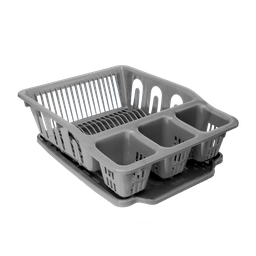 [02443/GRIS PLATA] PLATERO CON BANDEJA X 12 UND GRIS PLATA